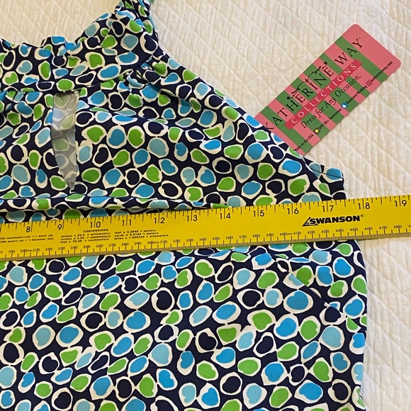 Katherine Way NWT Women’s Dress Carmel Style Halter Size S Geometric Blue Green - Picture 8 of 10